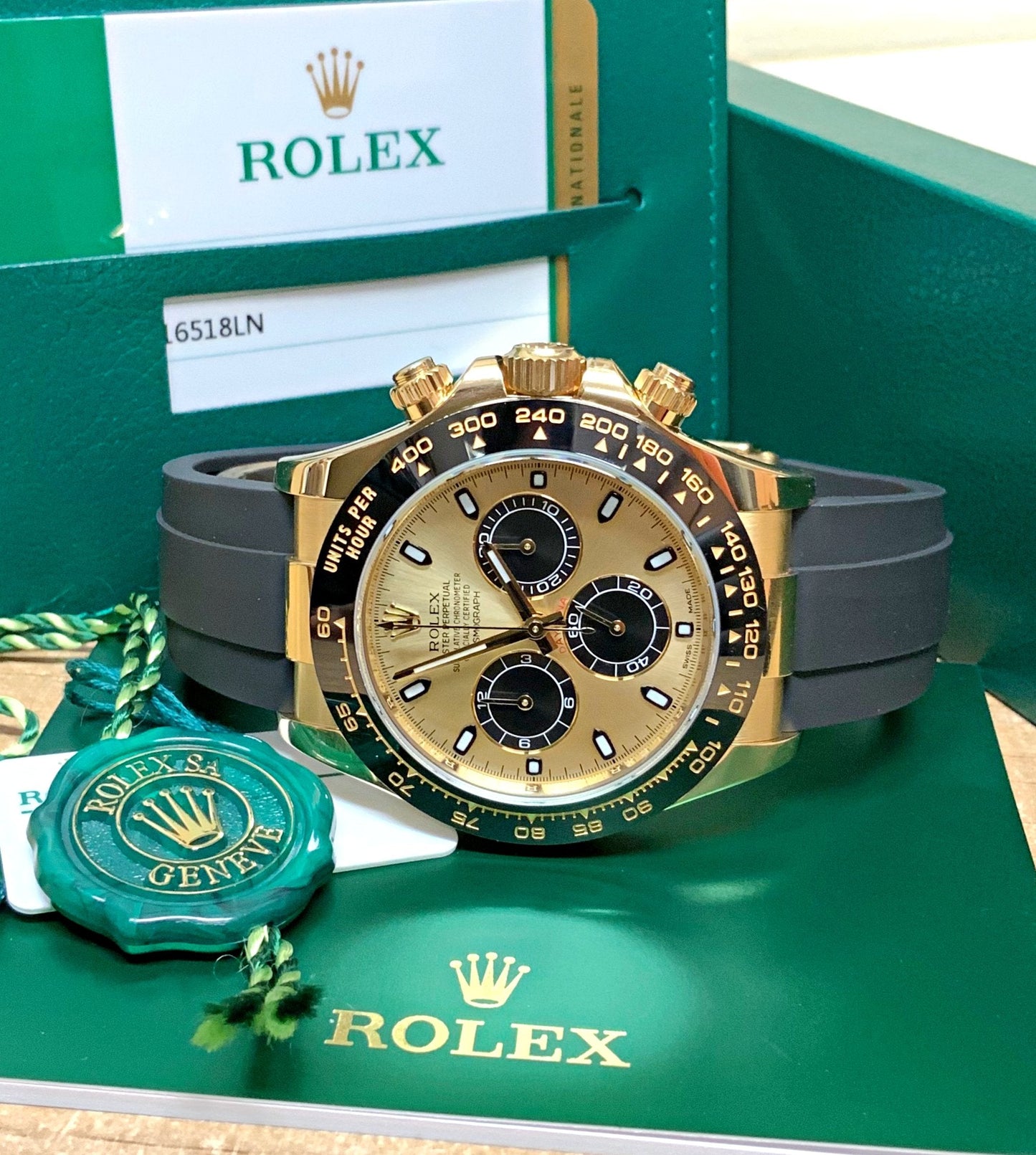 Daytona caucciù cassa in oro giallo 18k quadrante oro Koala