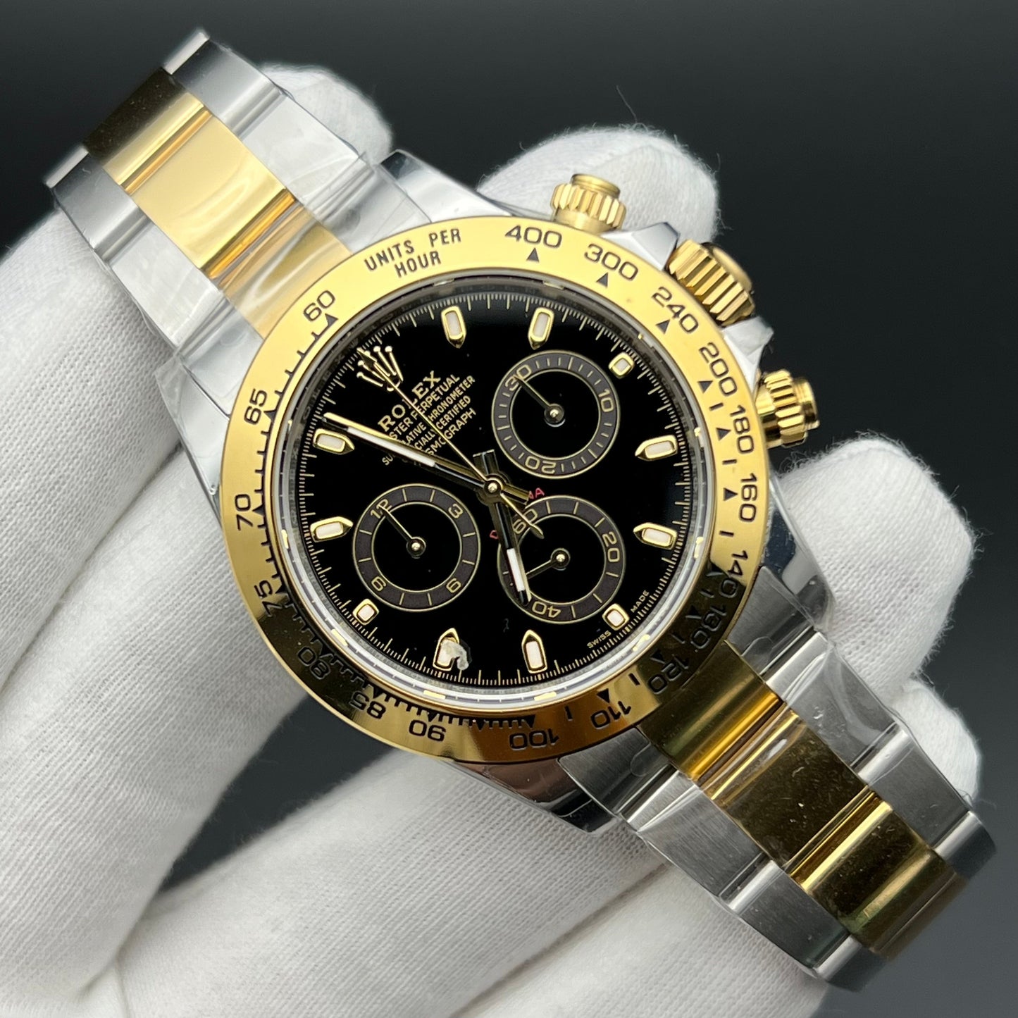 Daytona acciaio oro giallo 18k quadrante nero